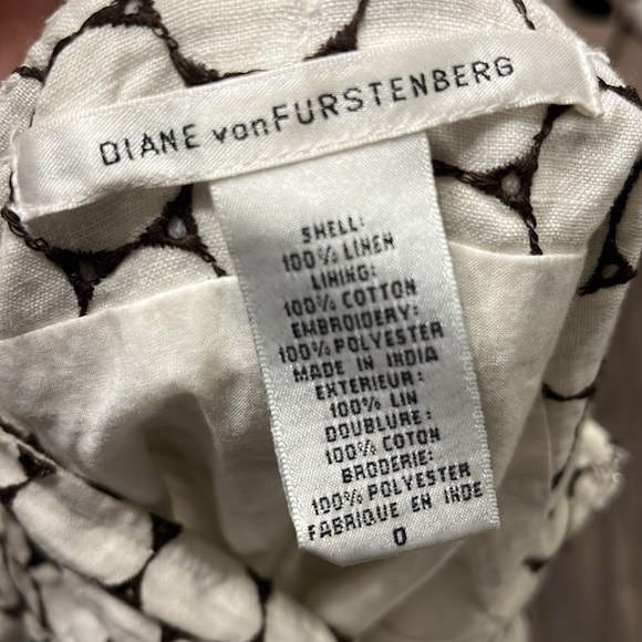 Diane Von Furstenburg Linen Eyelet Vacation Cocktail Dress 0 - Picture 6 of 6